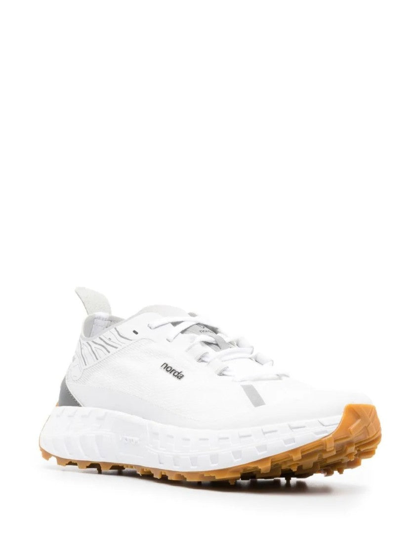 Norda Textured Sole White Flats With Subtle Branding