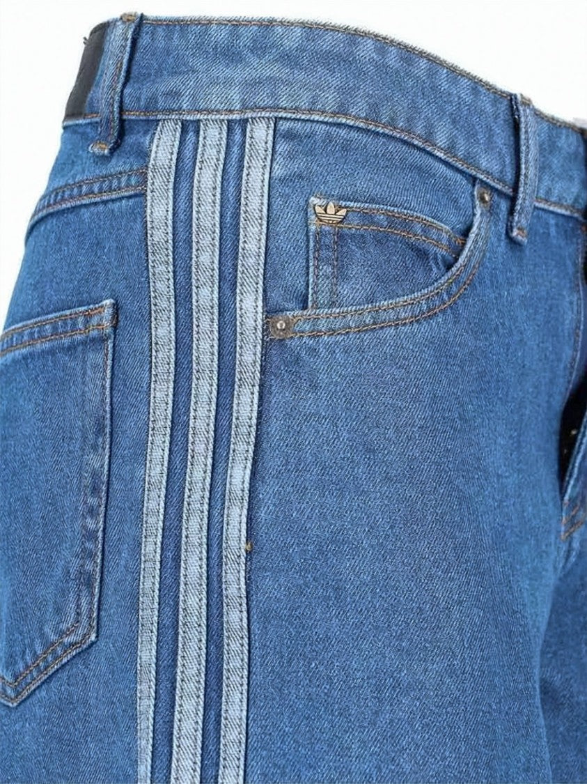 Adidas Blue High-Waisted Wide-Leg Cotton Pants