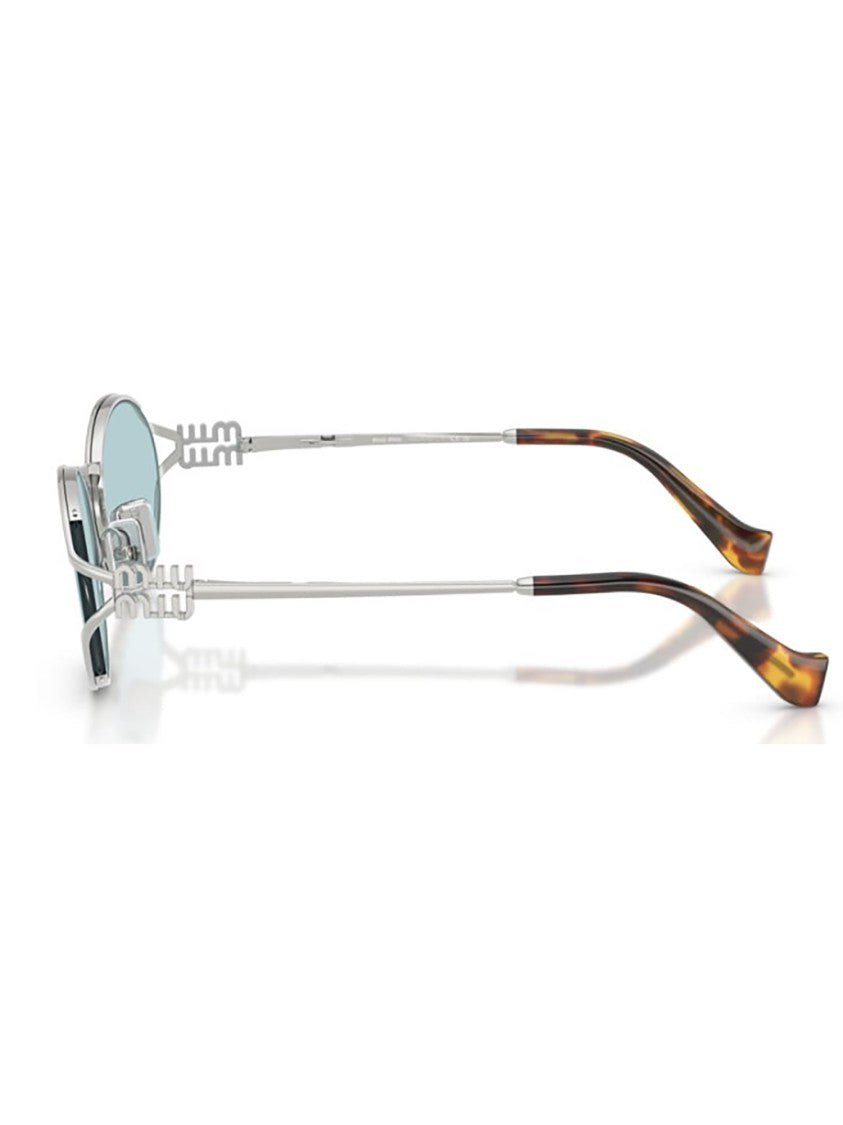 Miu Miu Silver 52Ys Sole Oval Metal Sunglasses