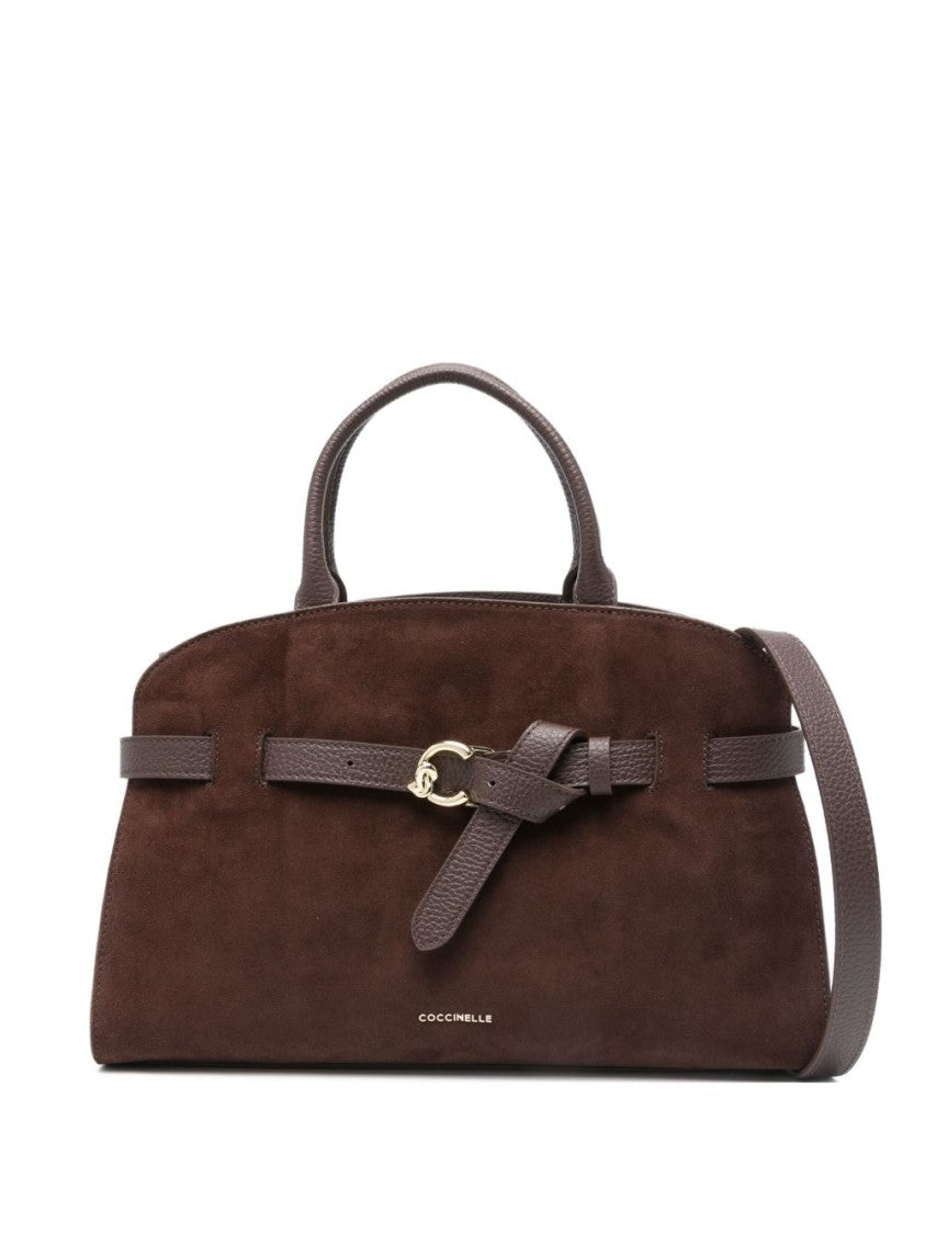 Coccinelle Structured Brown Calfskin Shoulder Bag