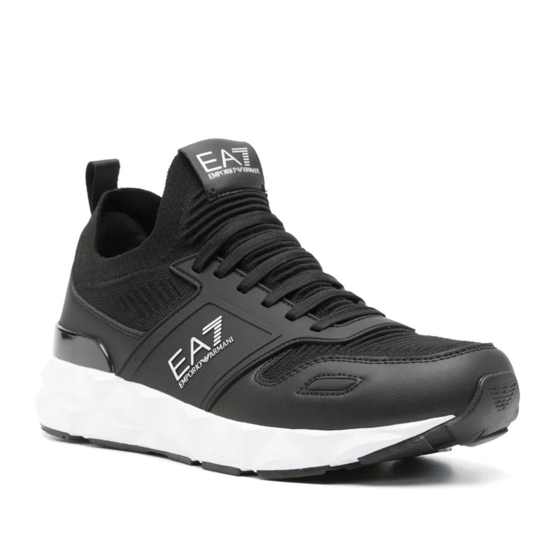 Ea7 Emporio Armani Black Sophisticated Textured Sole Sneakers