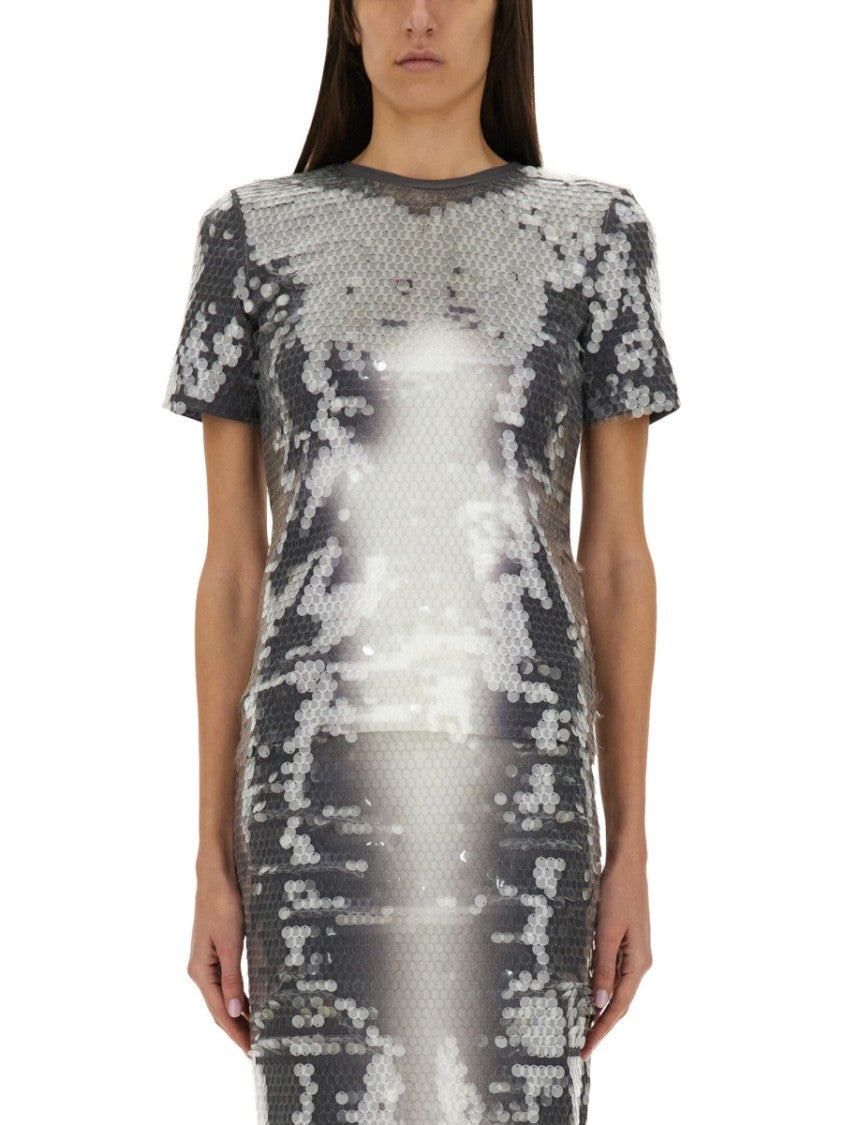 Sportmax Gradient Sequined Fitted Top With Short Sleeves