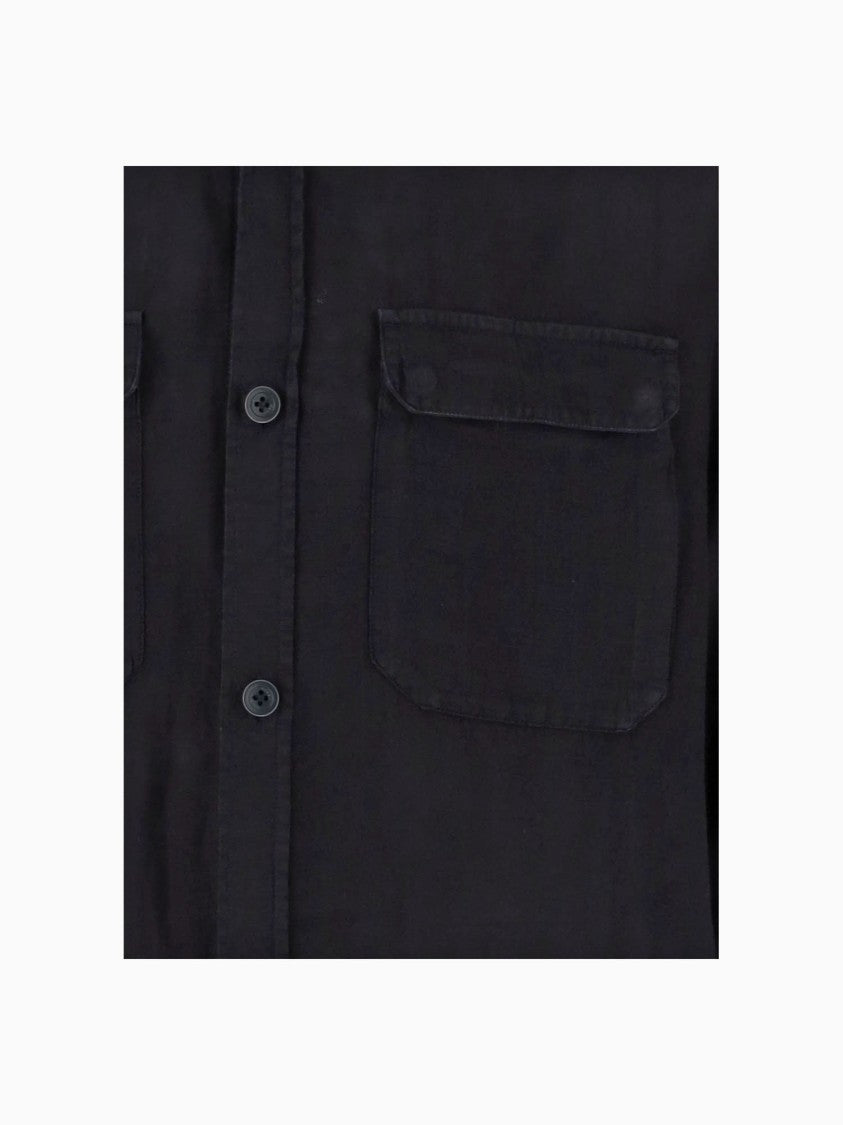 Herno Navy Linen Jacket With Classic Collar And Buttoned Cuffs