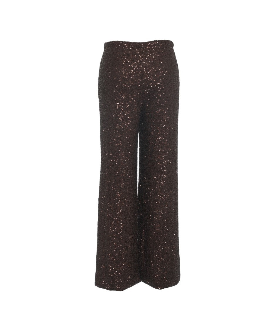 Solotre Flared Sequined Trousers With High Waist Design