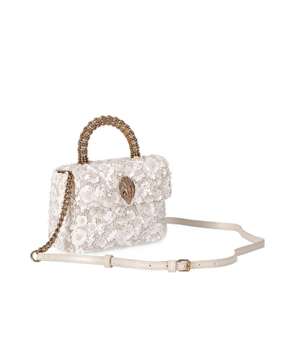 Kurt Geiger Kensington Paillettes Mini White Handbag