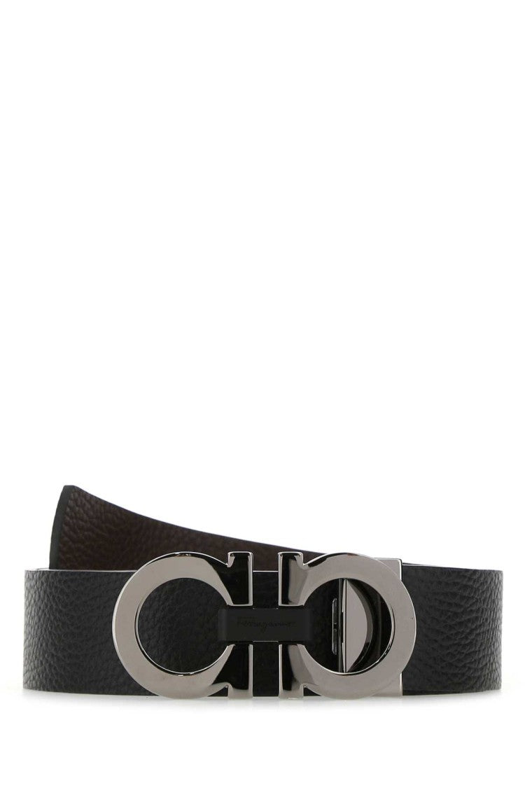 Salvatore Ferragamo Black Leather Reversible Belt