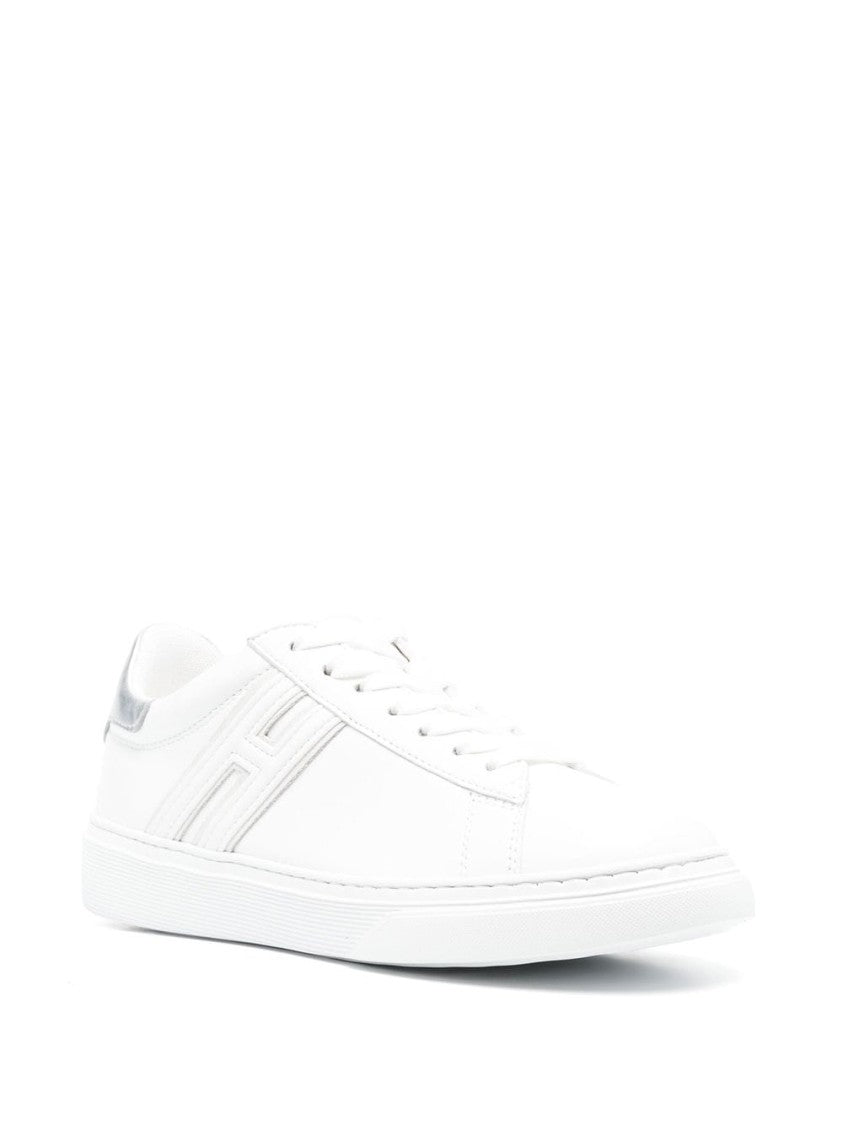 Hogan Leather Low-Top Tonal Metallic Accents Sneakers