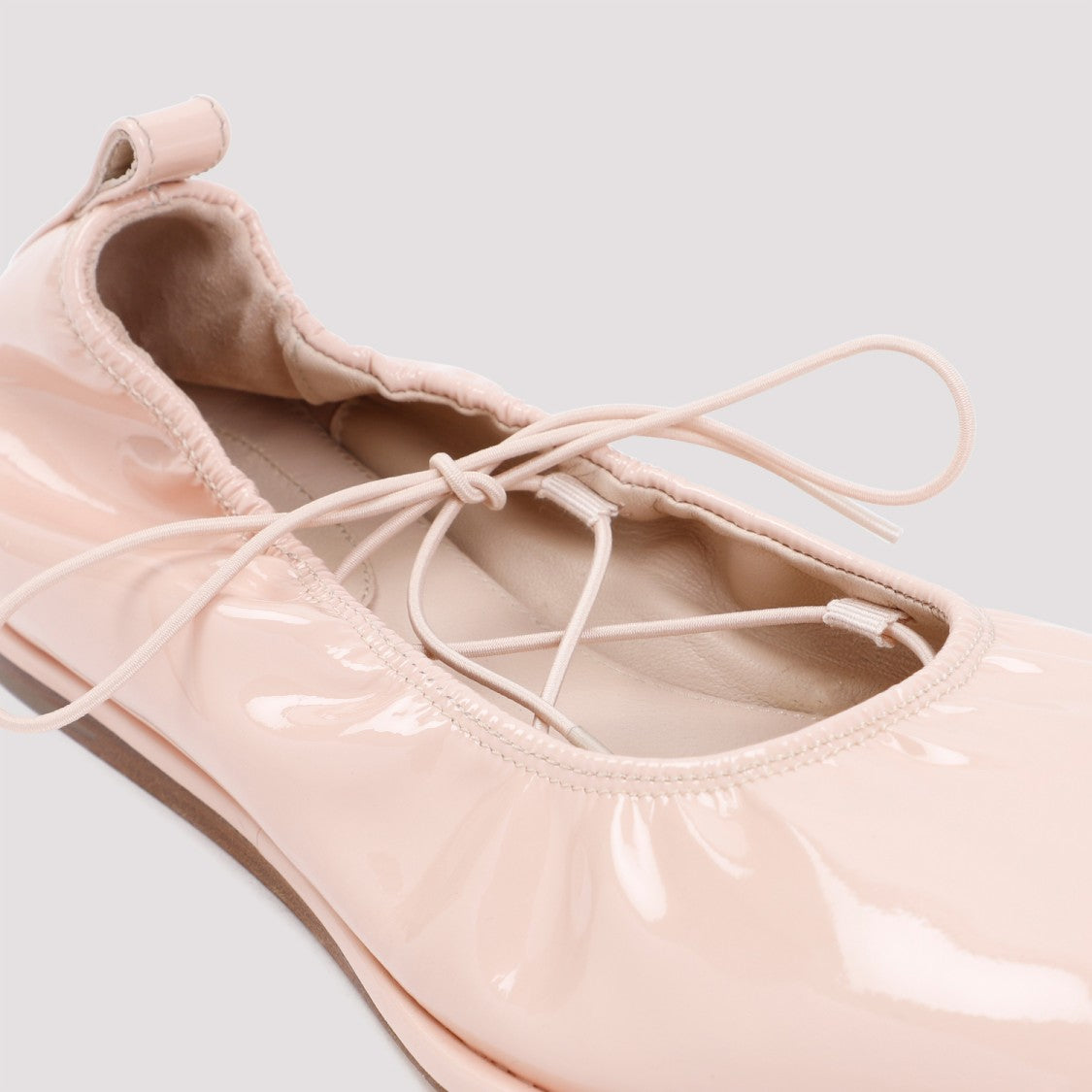 Simone Rocha Pink Powder Patent Calf Leather Heart Toe Lace-Up Ballerina