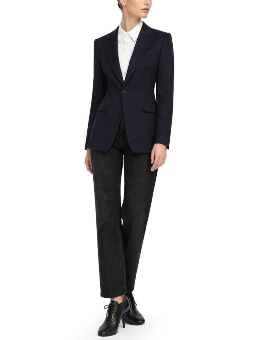 Celine Tailored Wool Blazer With Notched Lapel And Flap Pockets