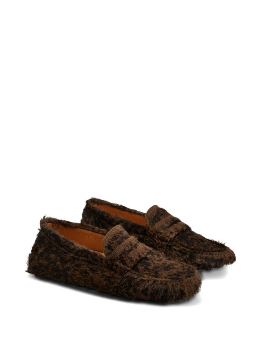 Tod's Slip-On Leopard Print Faux Fur Slippers