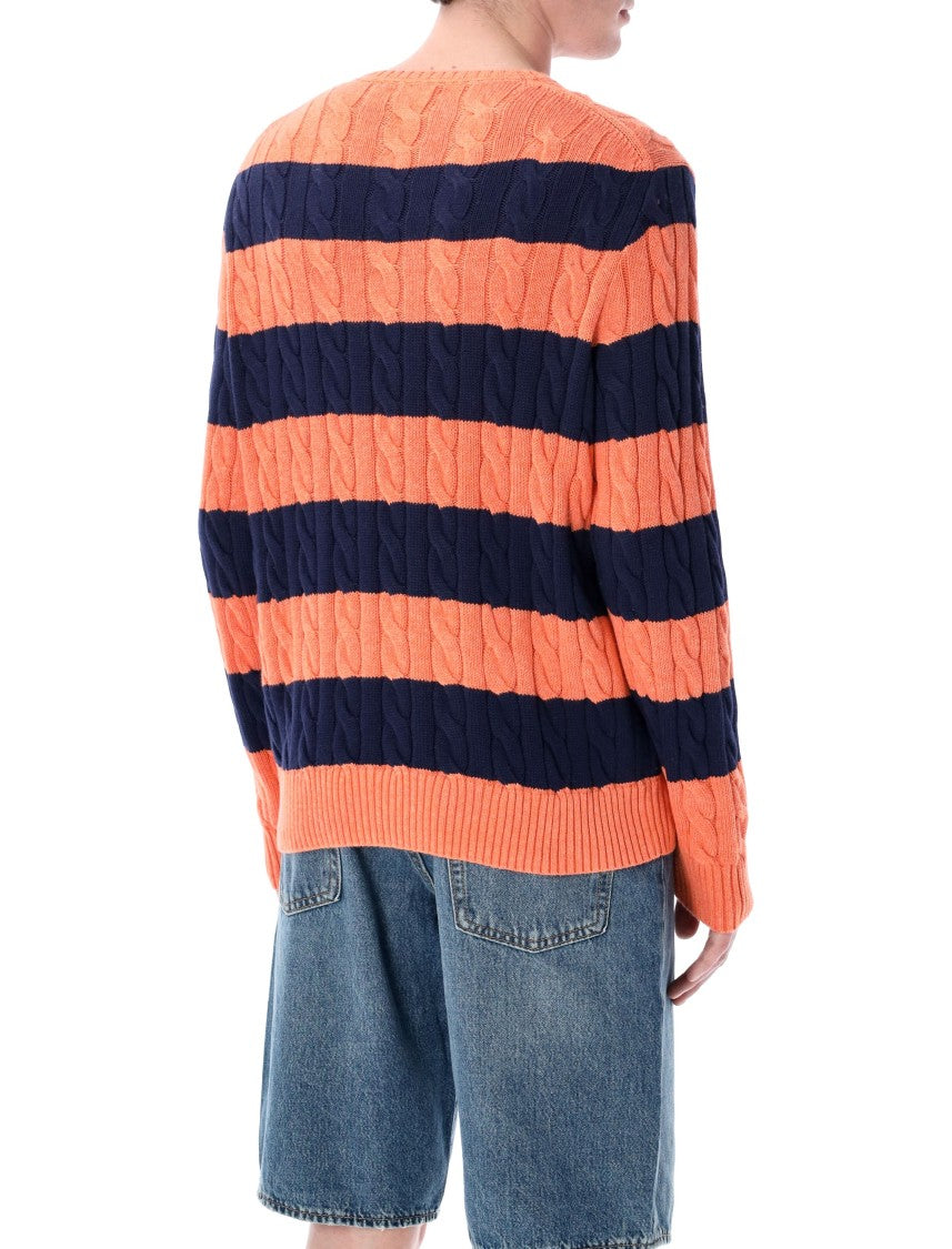 Polo Ralph Lauren Bicolor Striped Cotton Cable Sweater