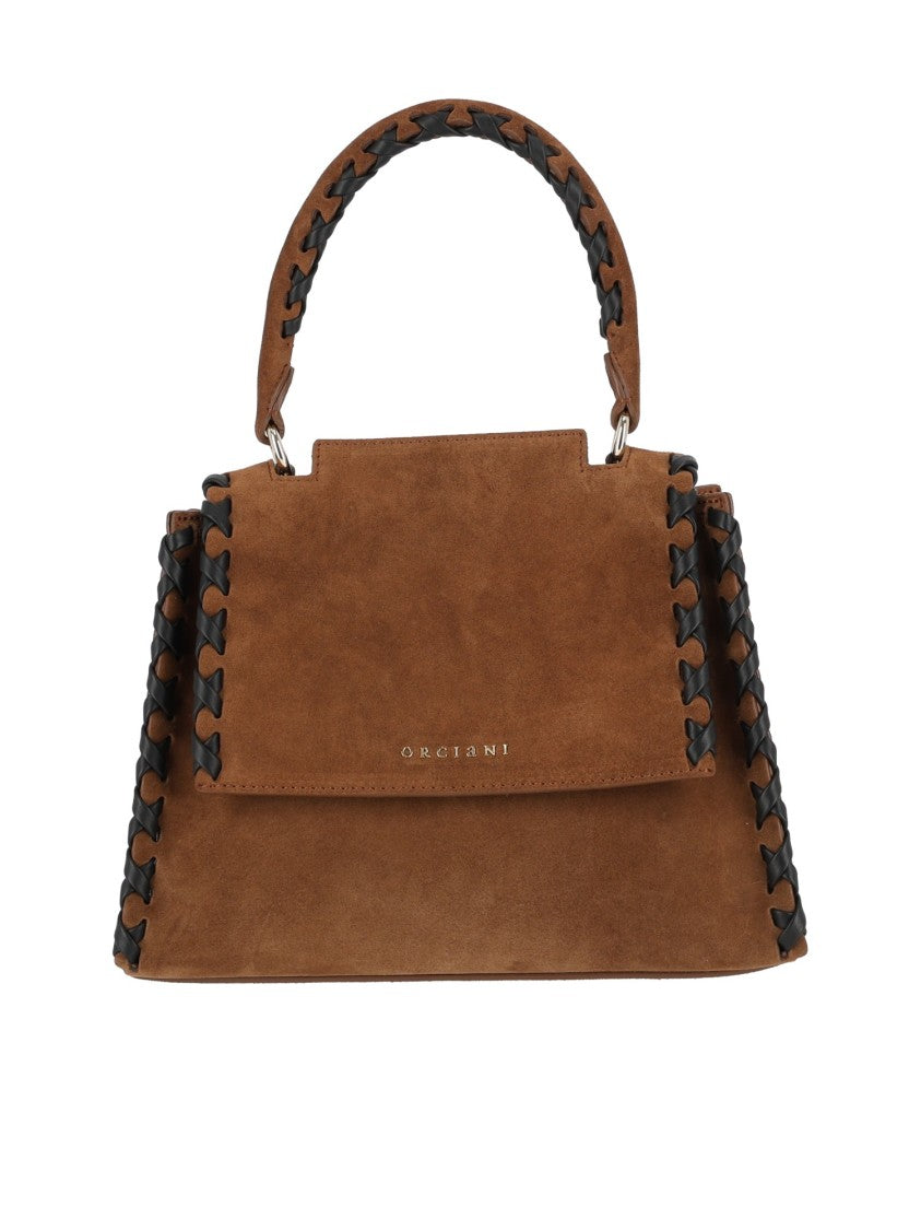 Claudio Orciani Brown Sveva S Peach Cross Woven Handbag