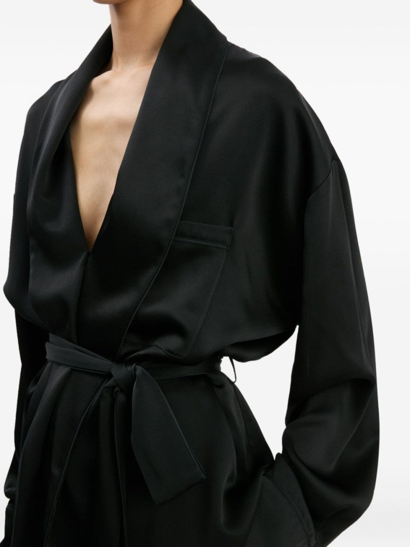 Victoria Beckham Pajama-Style Wrap Blouse With Waist Belt