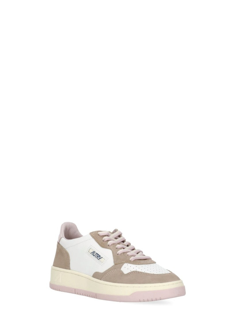 Autry White Medalist Low Suede-Blend Sneakers