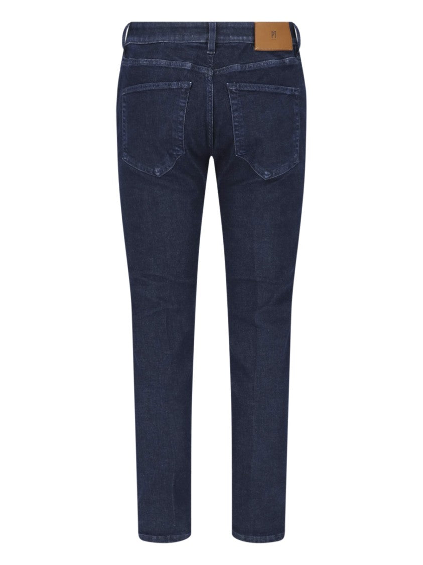 Pt Torino Dark Blue Cotton Denim Straight-Leg Jeans
