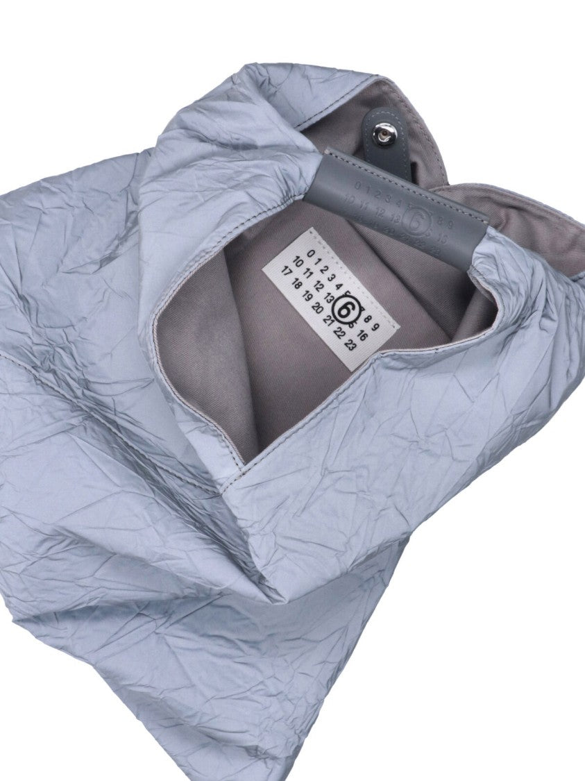 Mm6 By Maison Margiela Blue Medium Japanese Crinkled Faux Leather Bag