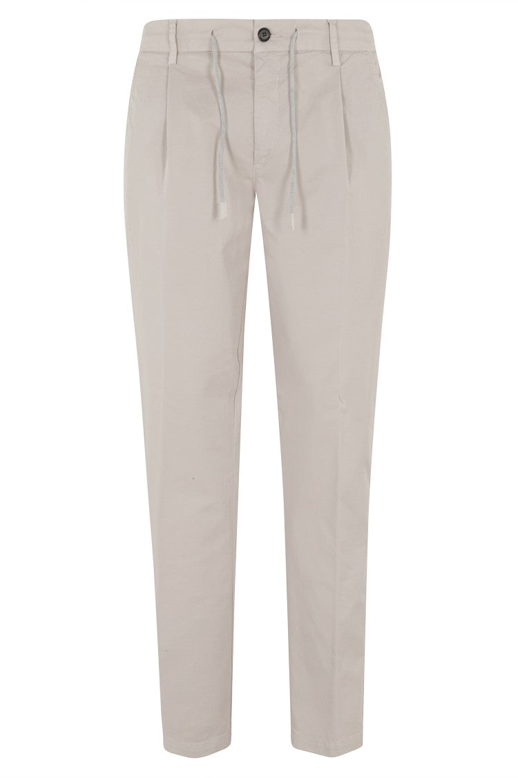 Eleventy Taupe Jogger Drawstring Cotton Straight-Leg Pants