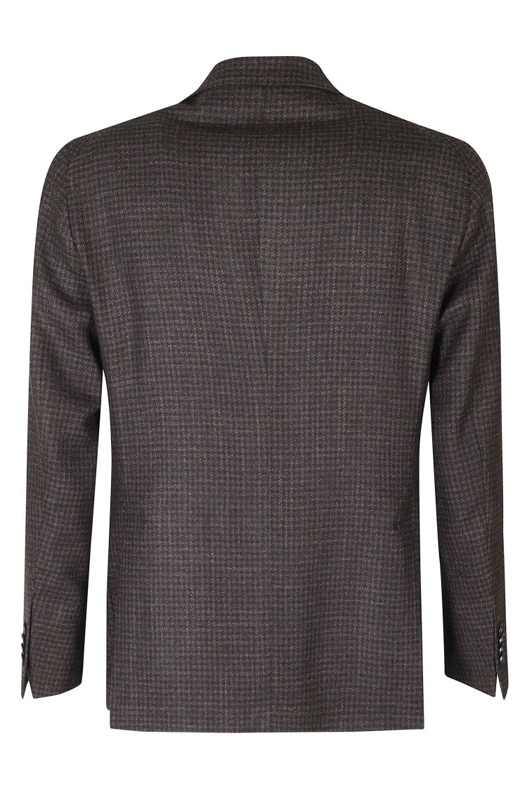 Tagliatore Houndstooth Pattern Wool And Silk Blend Jacket