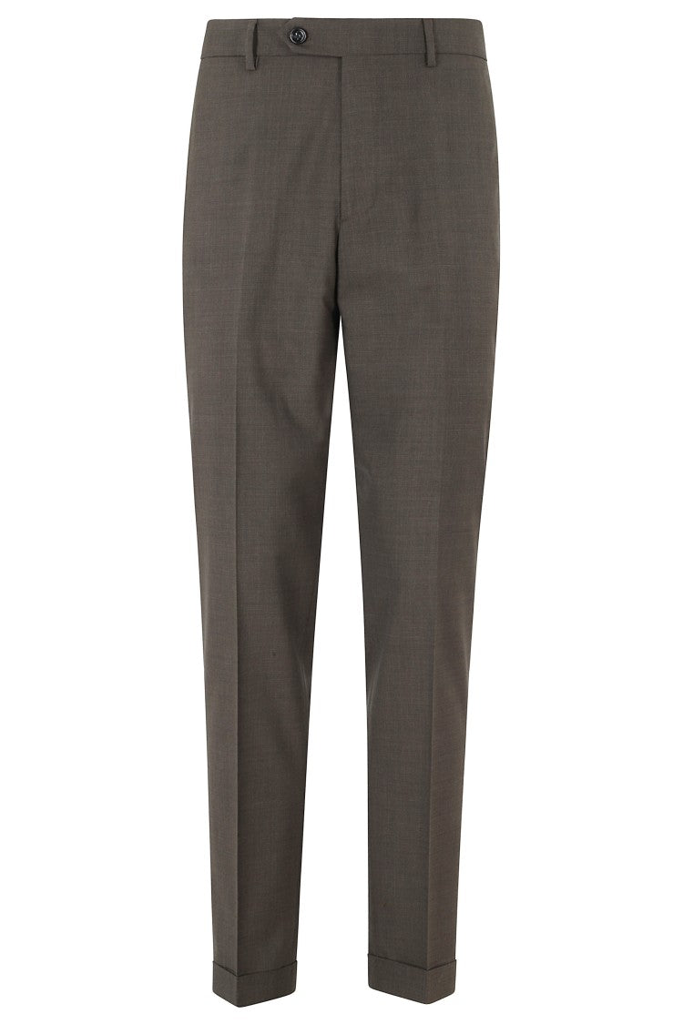 Berwich Brown Yretro Darts Turn-Up Wool-Blend Trousers