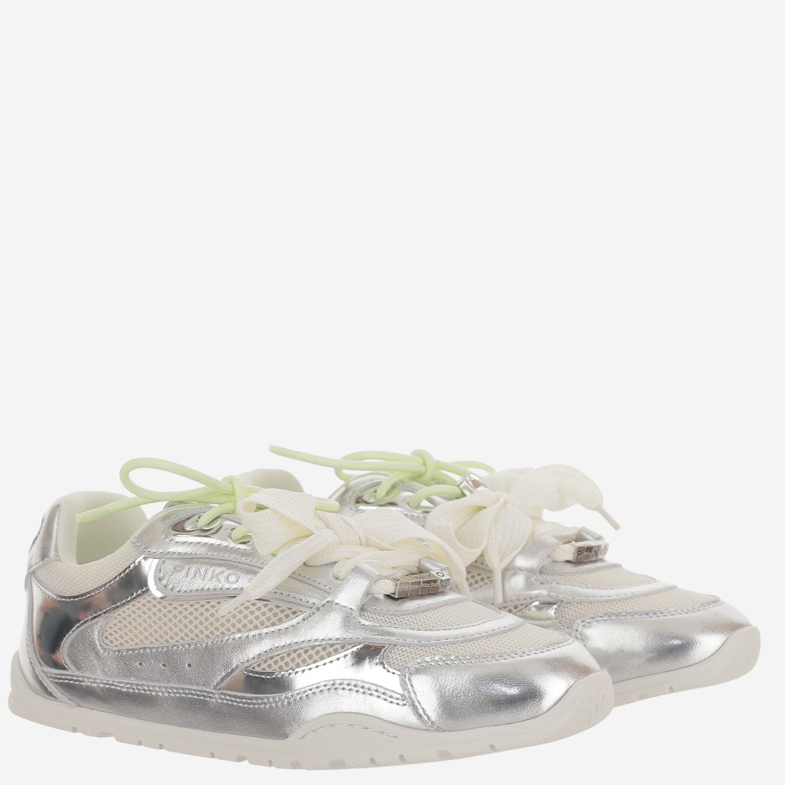 Pinko Metallic Leather Blend Sneakers
