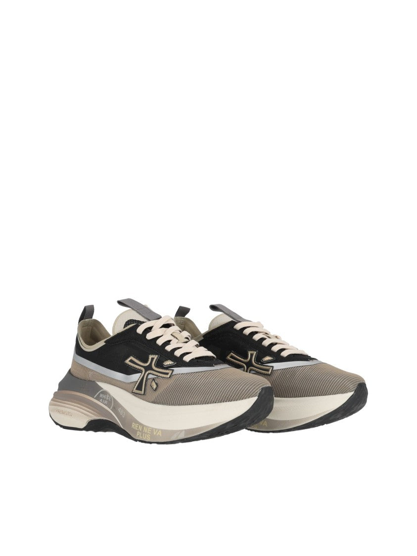 Premiata Hill0.1 Black Gold Sculpted Sneakers