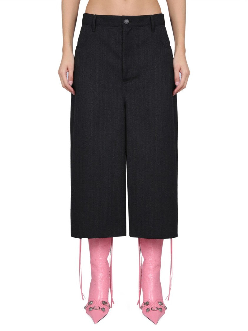 Balenciaga Wool Shorts With Concealed Flap Closure
