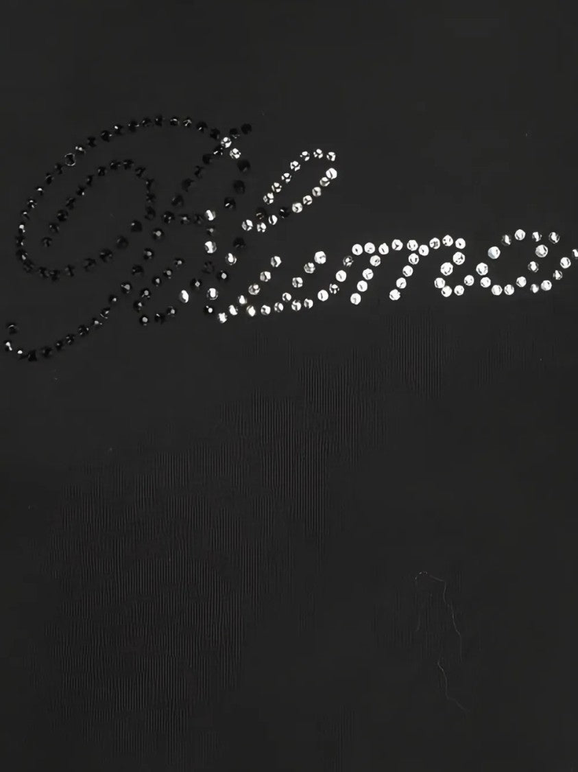 Blumarine Cotton T-Shirt With Logo Embroidery Detail