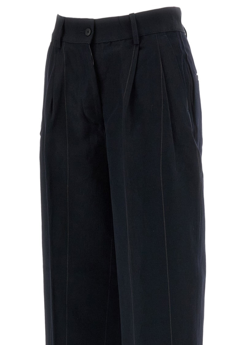 Bergfabel Multicolor Rebby Pinstripe Wool-Linen Wide-Leg Pants
