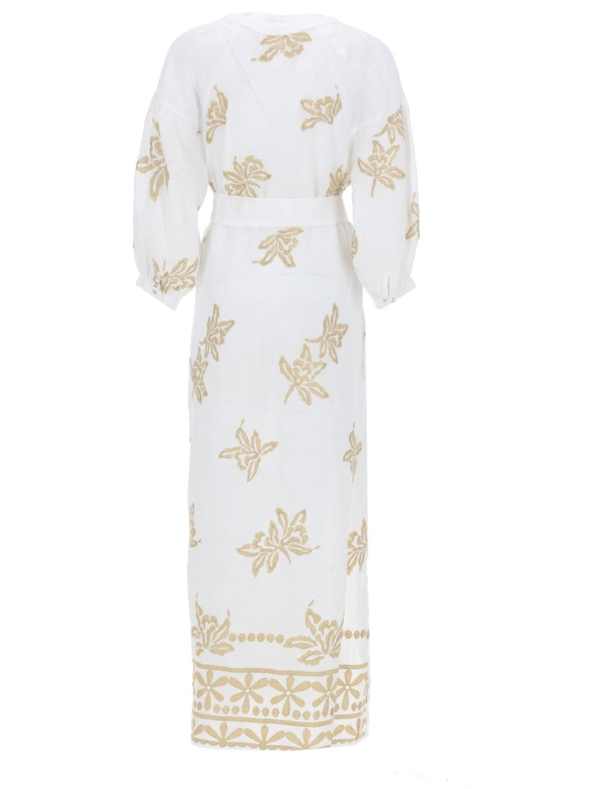 120% Lino Linen Relaxed Floral Midi Dress