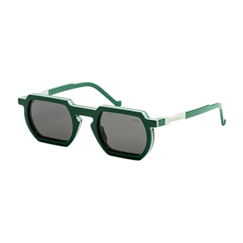 Vava Wl0033 White Label Green/Light Grey Squared Geometric Sunglasses In Glossy Green Bio-Acetate