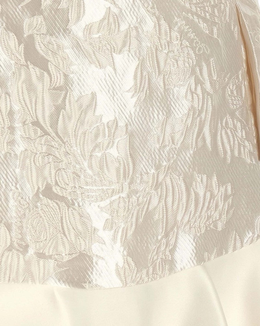 Ganni Mini Satin Cloqué Dress With V-Neck