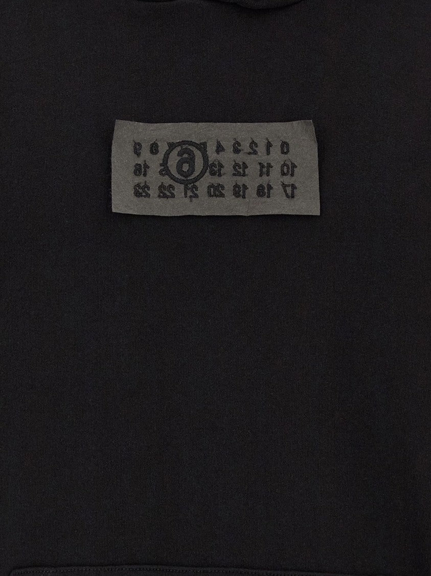 Mm6 By Maison Margiela Black Central Printed Detail Cotton Hoodie