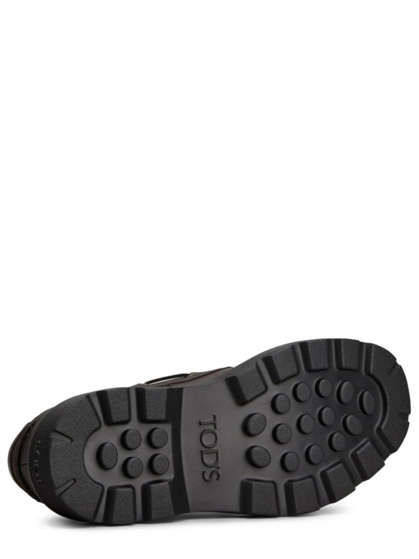 Tod's Brown Lace-Up Calfskin Moccasin Style Boat Shoe