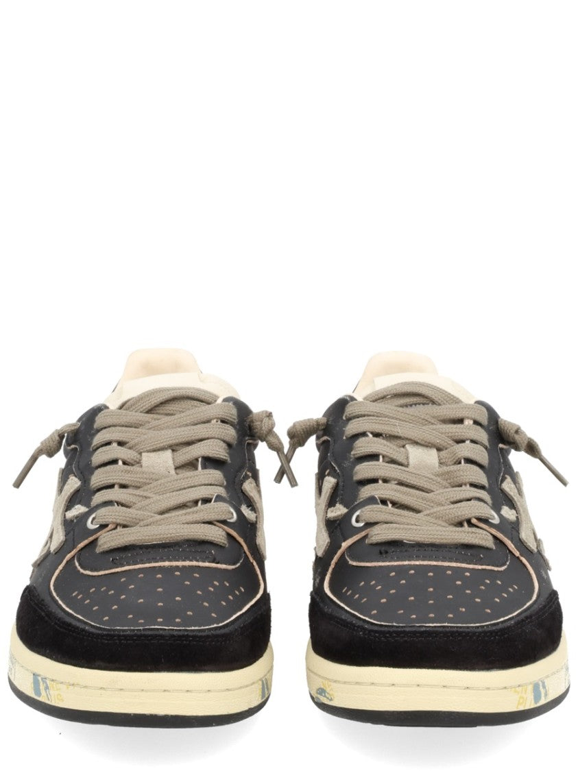 Premiata Perforated Low-Top Sneakers With Contrasting Logo Detail