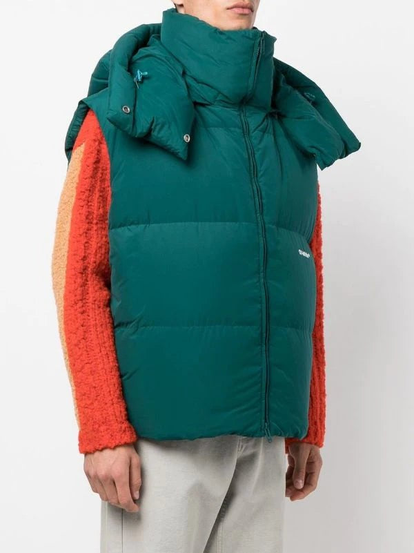 Off-White Emerald Green Feather Down Hooded Gilet