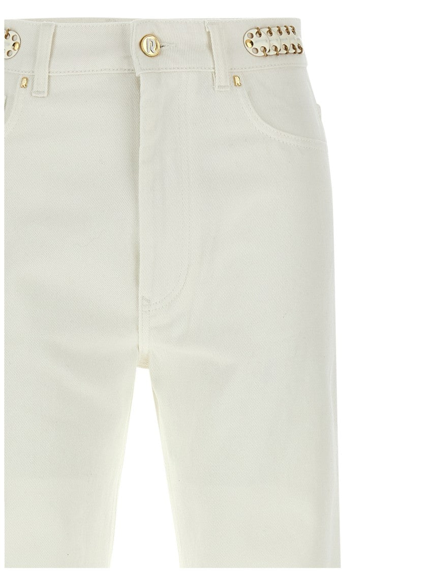 Paco Rabanne Flared Denim Jeans With Enameled Metal Details
