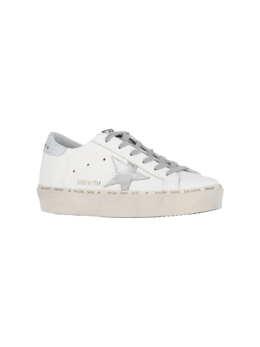 Golden Goose White Hi Star Calf Leather Sneakers