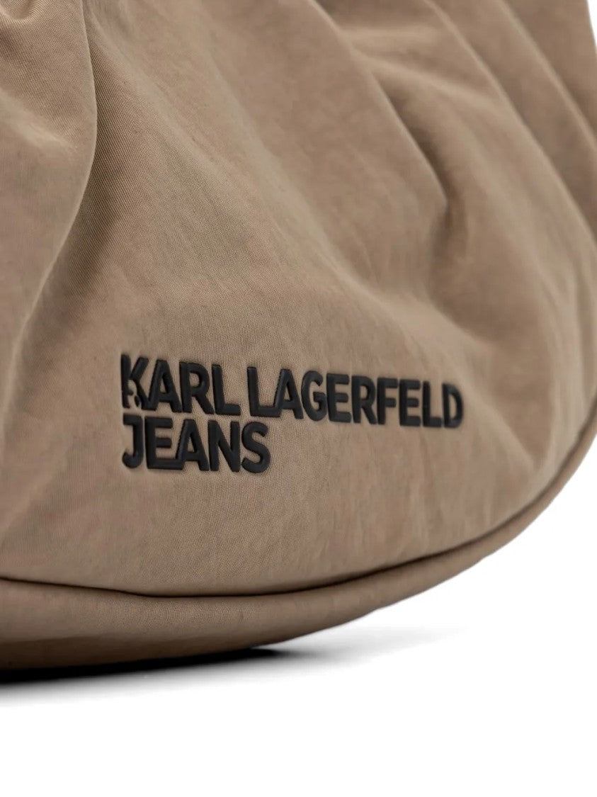 Karl Lagerfeld Crescent-Shaped Handbag With Padded Texture And Embossed Logo