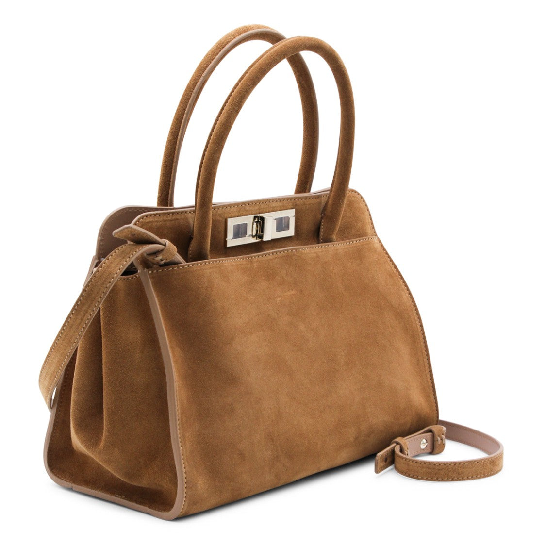 Fabiana Filippi Structured Brown Handbag With Sturdy Handles And Clean Lines