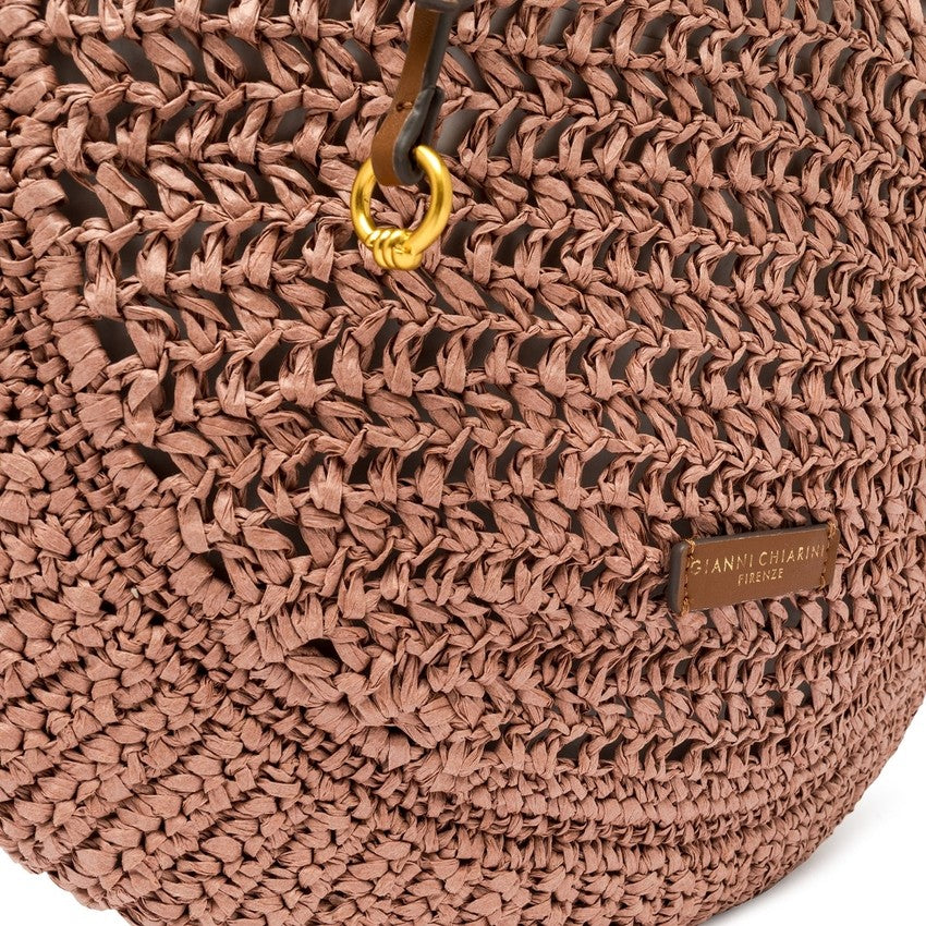 Gianni Chiarini Crochet Straw Hobo Bag