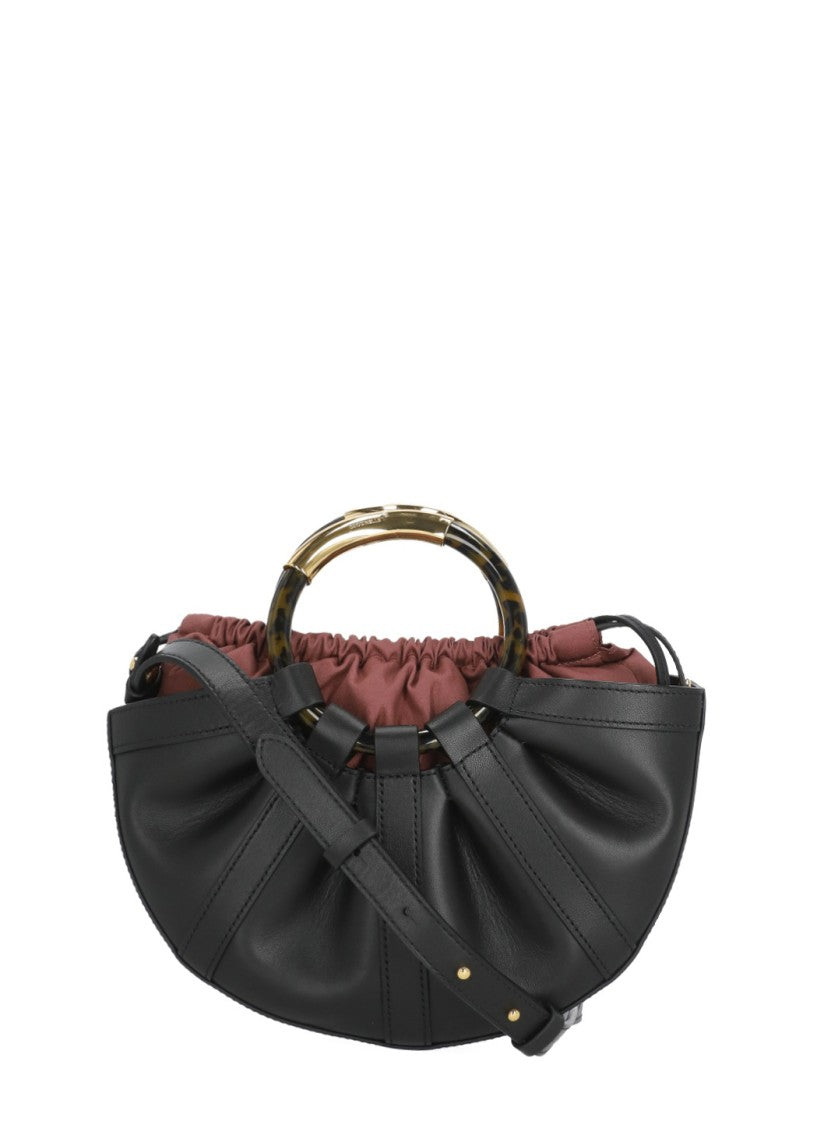 Coccinelle Medium Shoulder Bag With Pleated Detailing And Tortoiseshell Accents