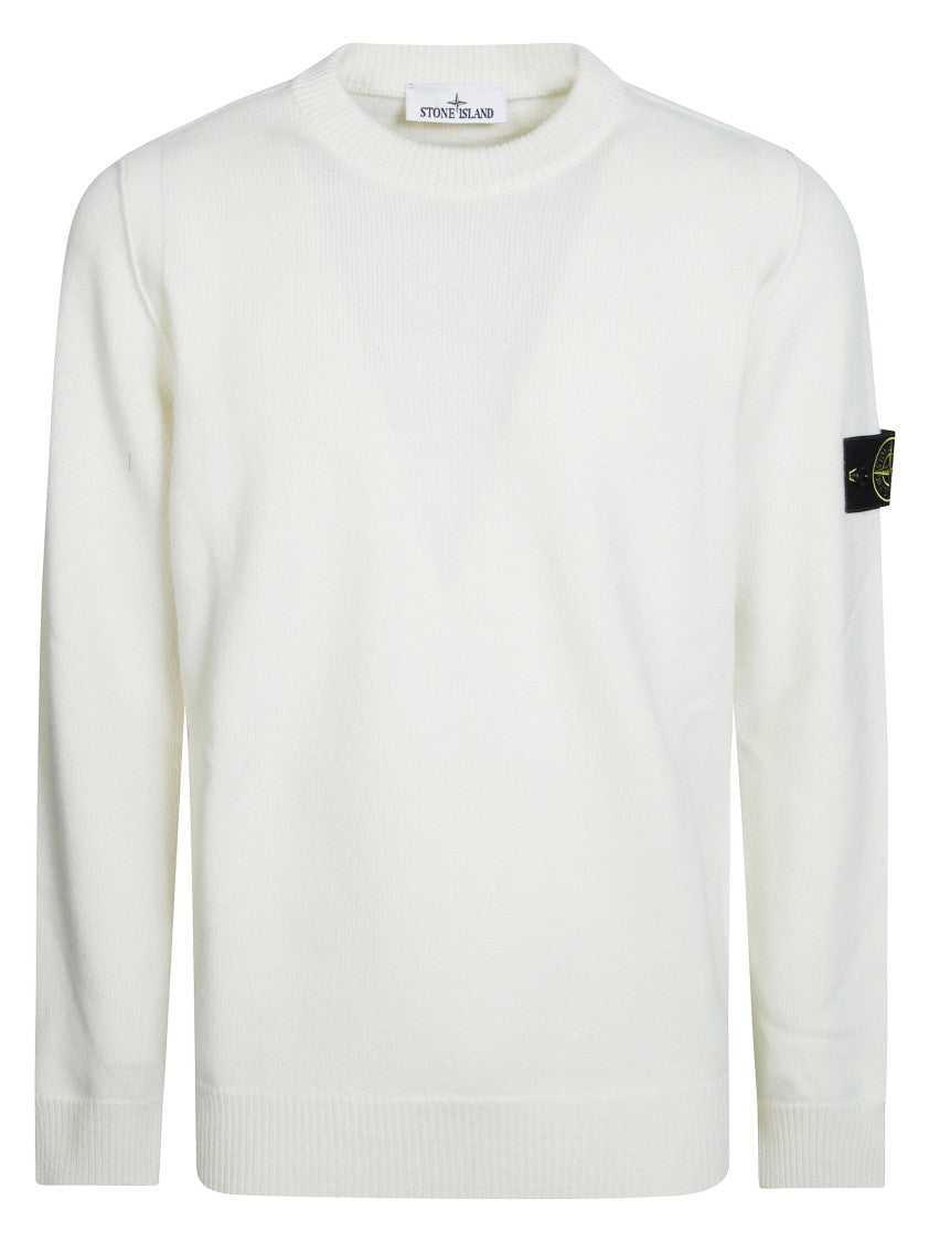 Stone Island Textured Knit Pullover Sweater With Compass Logo