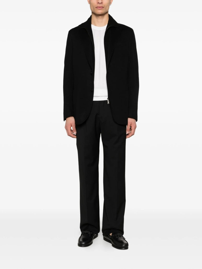 Incotex Black Straight-Leg Structured Fabric Trousers