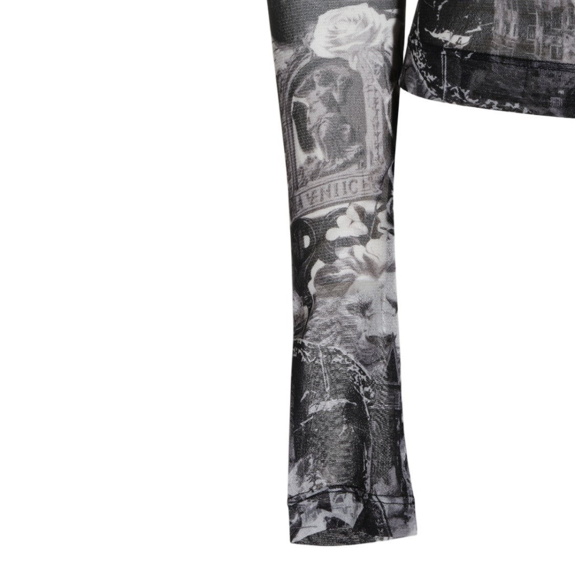 Blumarine Collage Print Rhinestone Long-Sleeve Top