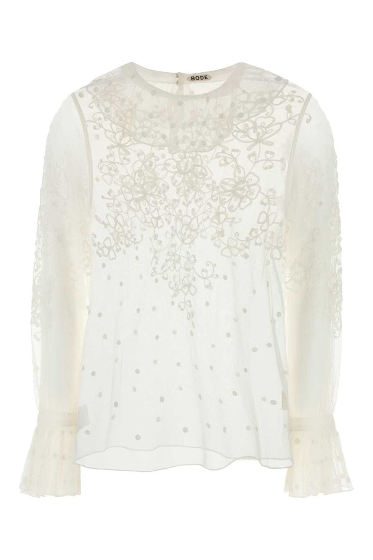 Bode White Mesh Middlemist Blouse