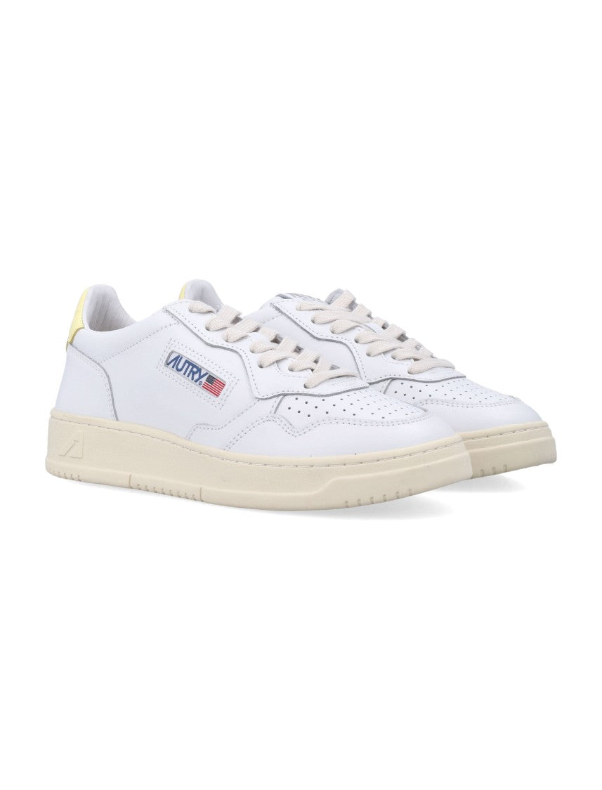 Autry Medalist Leather Low Sneakers White Lemon