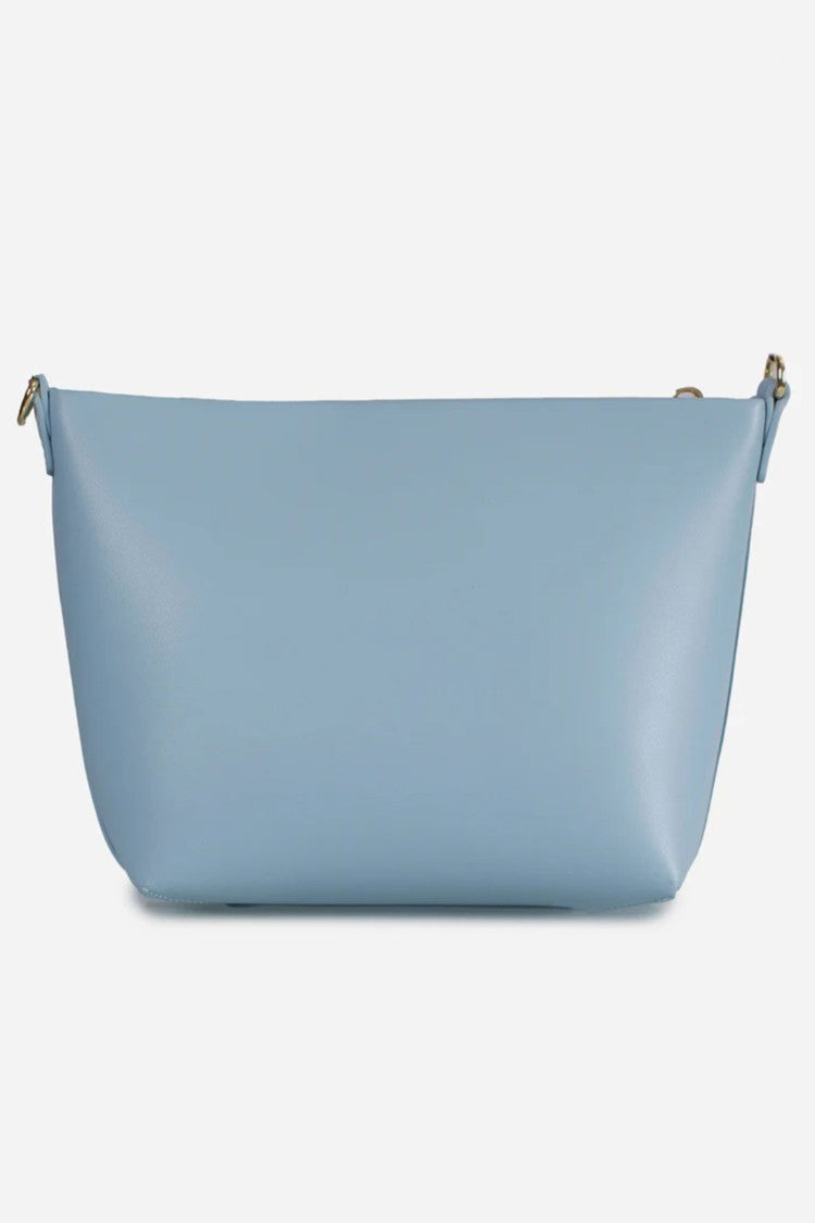 Mc2 Saint Barth Trapezoidal Light Blue Handbag With Gold-Tone Accents