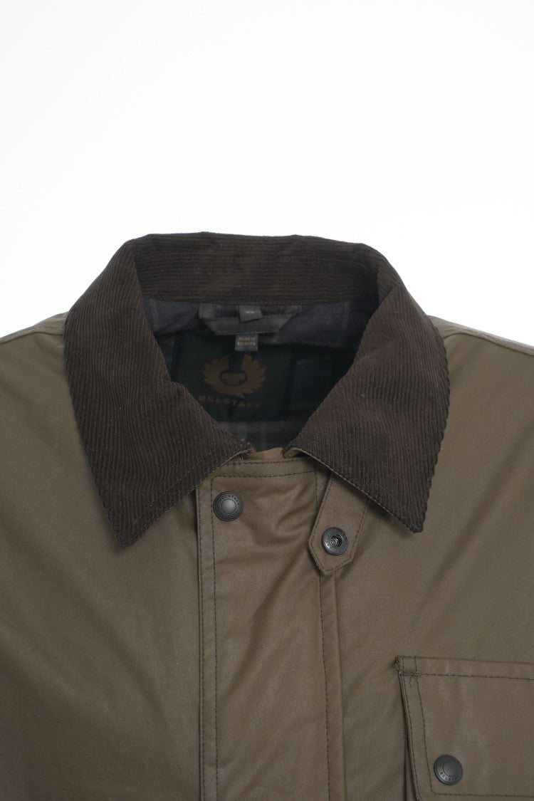Belstaff Brown Casual Jacket With Distinctive Corduroy Collar And Functional Pockets