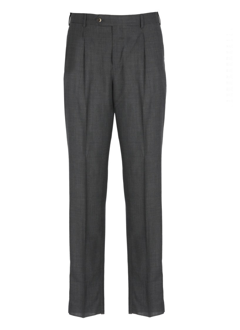 Pt Torino Dark Grey Zip Fastening Pants
