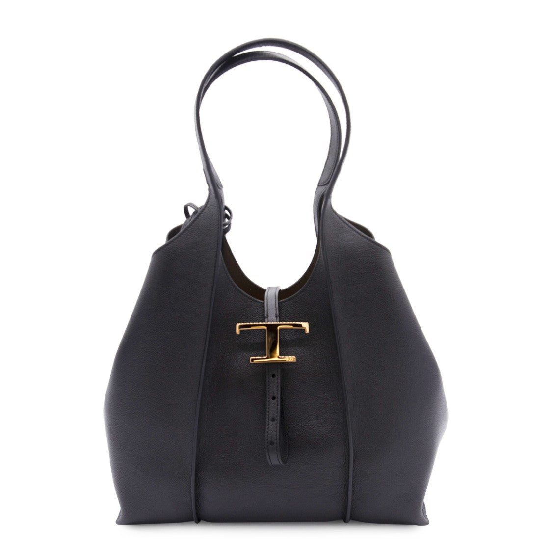 Tod's Structured Black Tote Bag With T-Shaped Buckle